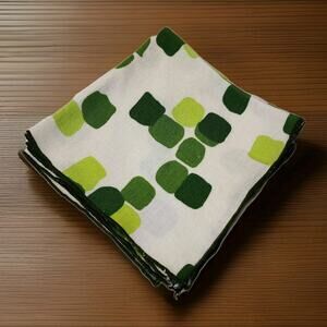 Vintage 1960s Mod Linen 4 Napkins Lime Green MCM Geometric Cocktail Dinner Trend